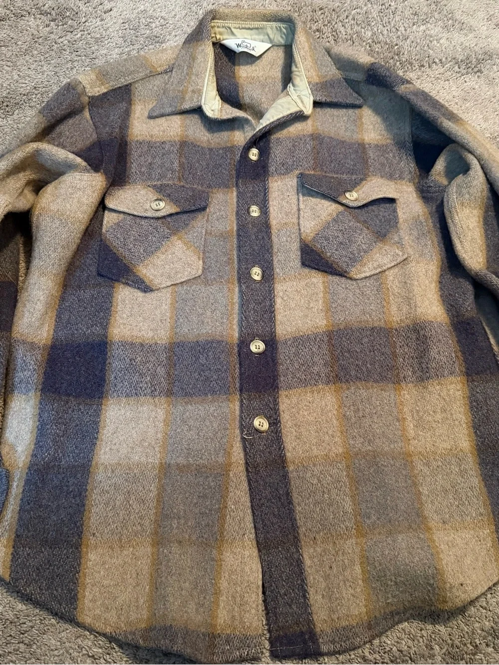 Woolrich Men's Plaid Shacket in Gray and Tan
